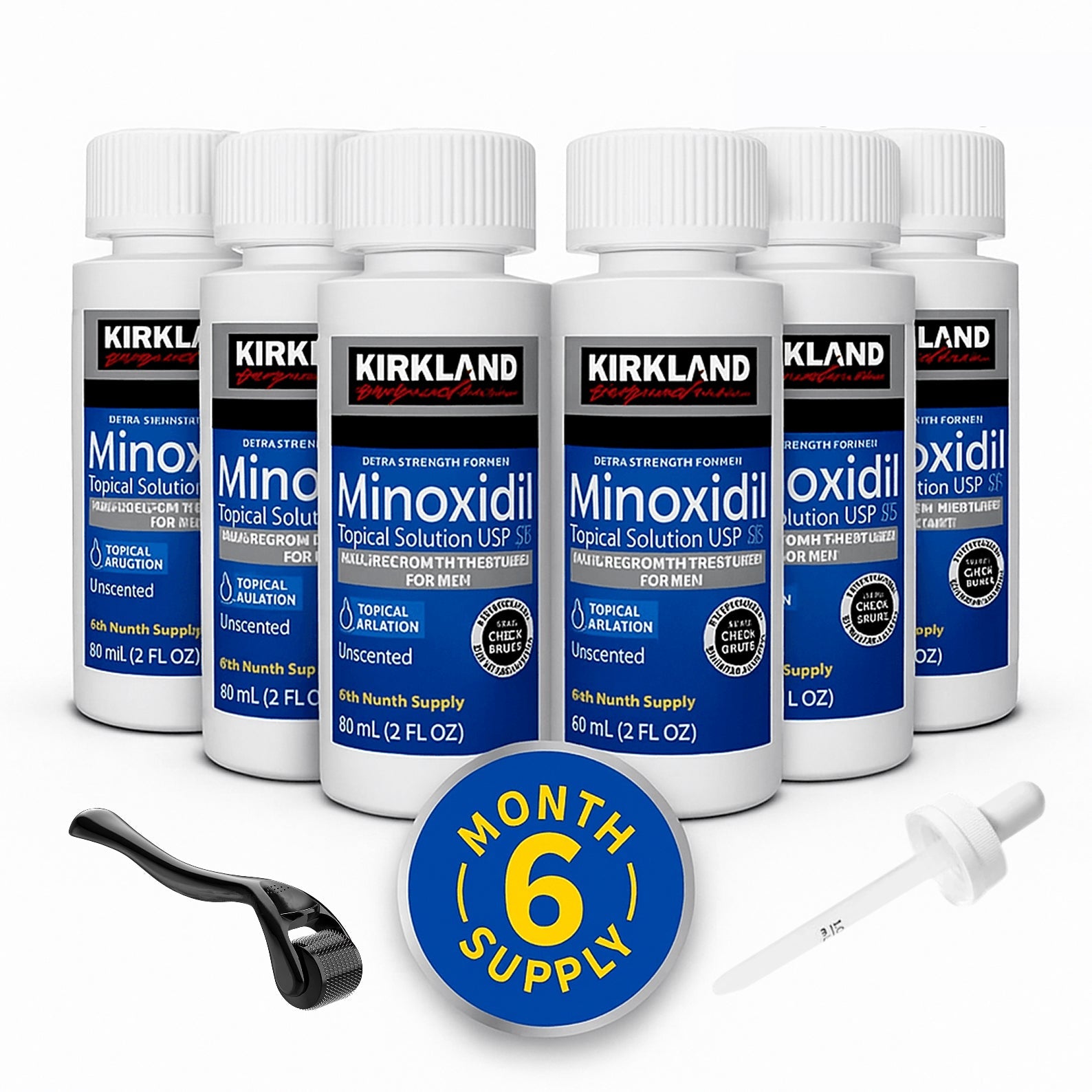 Kirkland 5% Minoxidil with Derma Roller – 6 Month Hair Regrowth Kit
